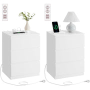 Nachttisch Set mit Steckdosen Modern Weiss von Songmics