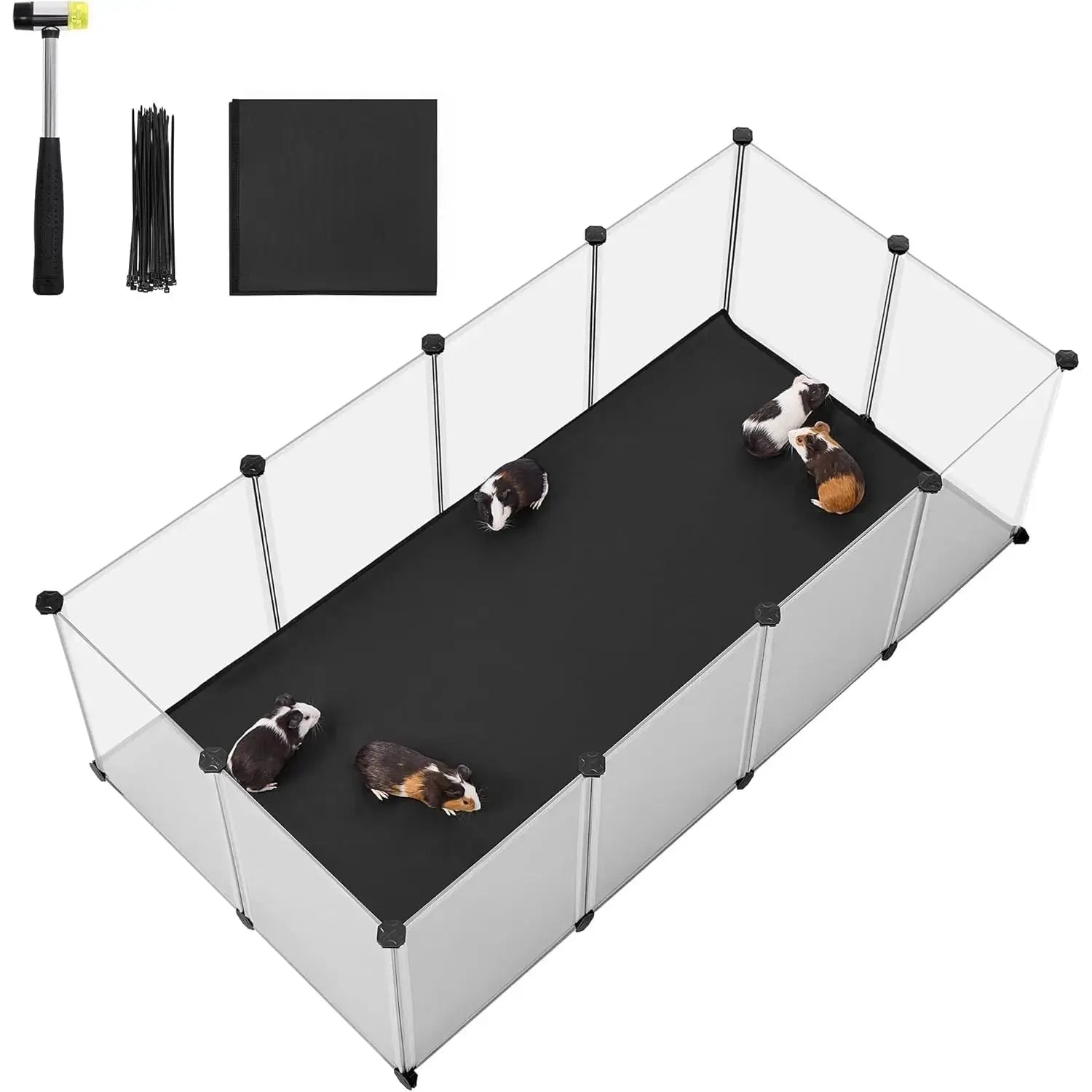 Kleintiergehege mit Bodenplatten weiss von Songmics