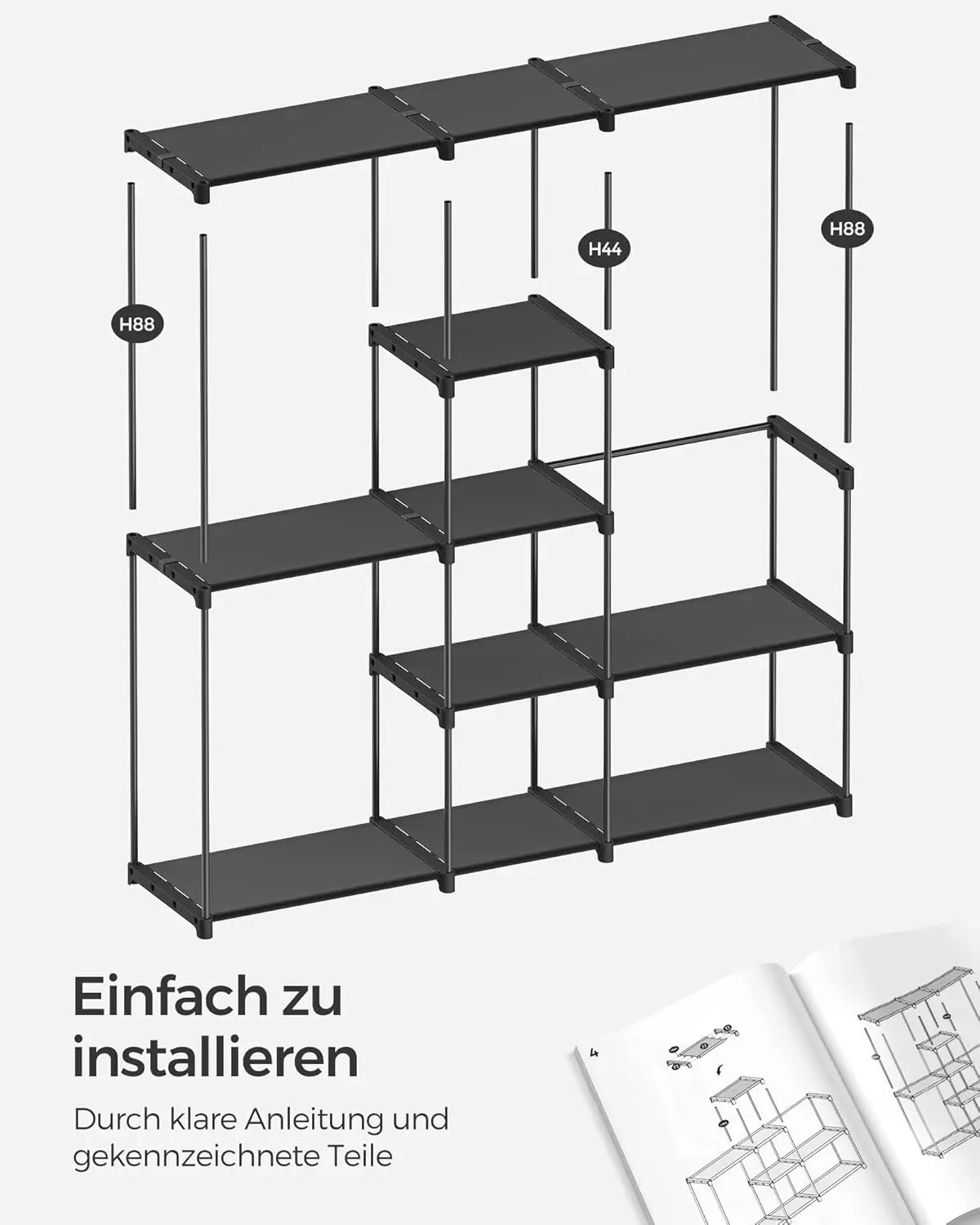 Kleiderschrank freistehend Metallrahmen tintenschwarz Stoff von Songmics