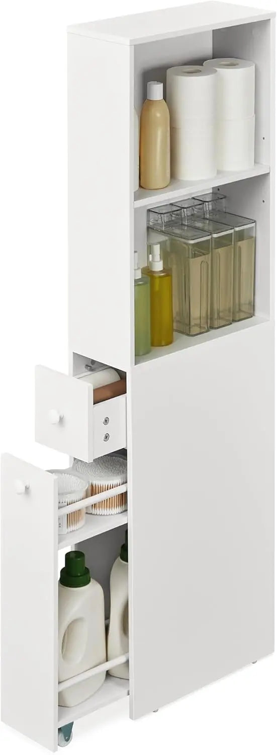 Badezimmerschrank Hochschrank freistehend klassikweiss von Songmics