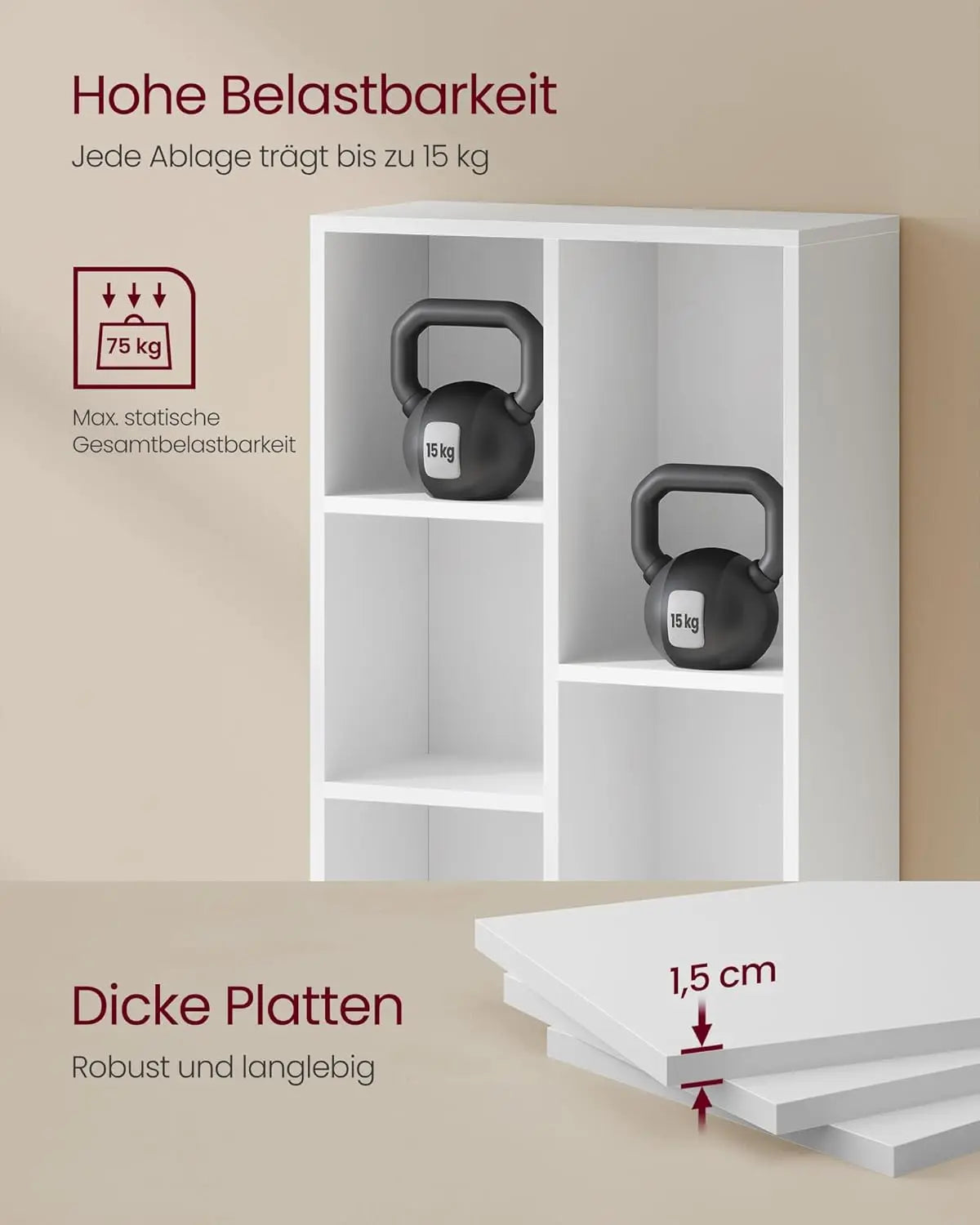 Bücherregal mit 5 Fächern Weiss von Songmics