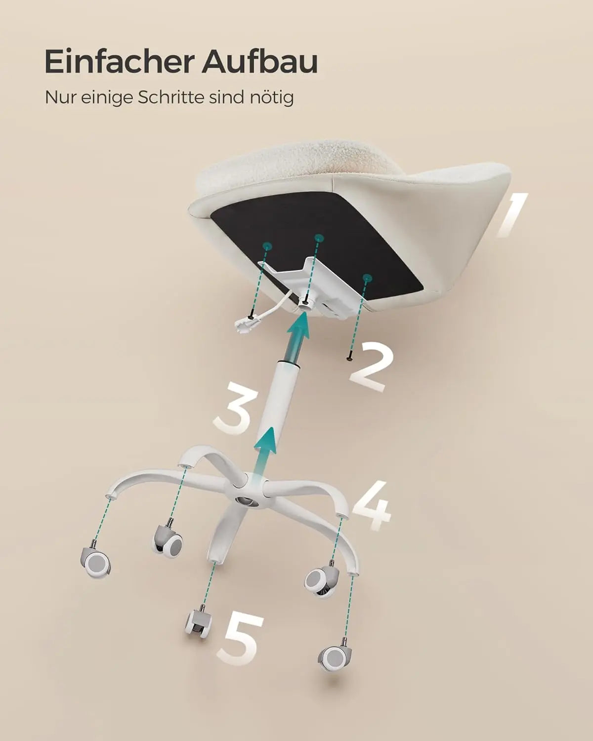 Schreibtischstuhl Sherpa höhenverstellbar cappuccinobeige-wolkenweiss von Songmics