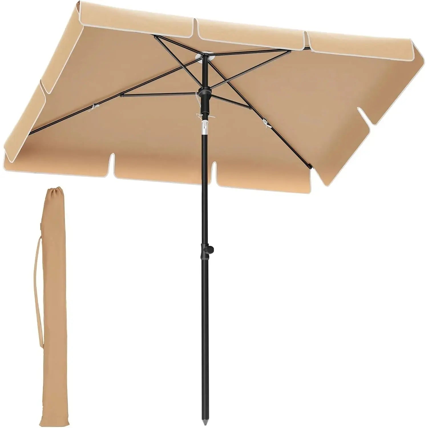 Balkonschirm knickbar UPF50+ taupe Polyester 200 x 125 cm von Songmics