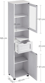 Badezimmerschrank Hochschrank Glastür Ahornweiss von Songmics