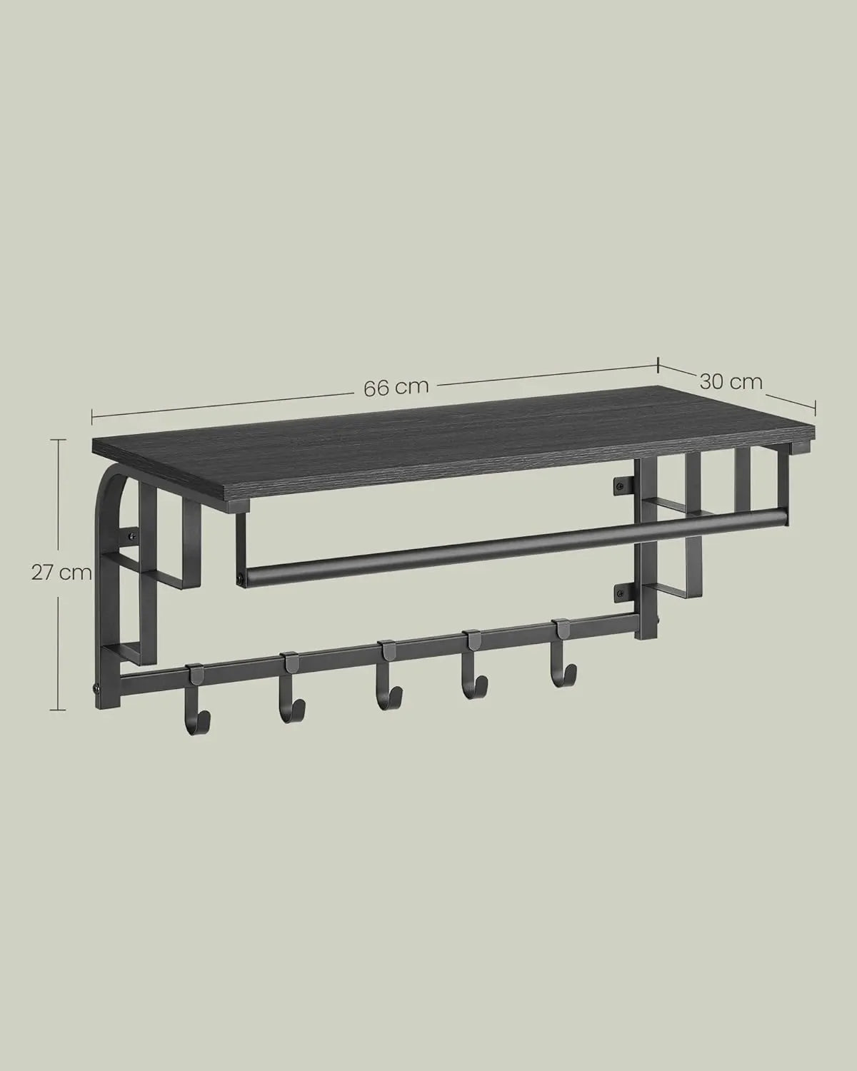 Wandgarderobe mit Ablage Haken Anthrazitgrau von Songmics