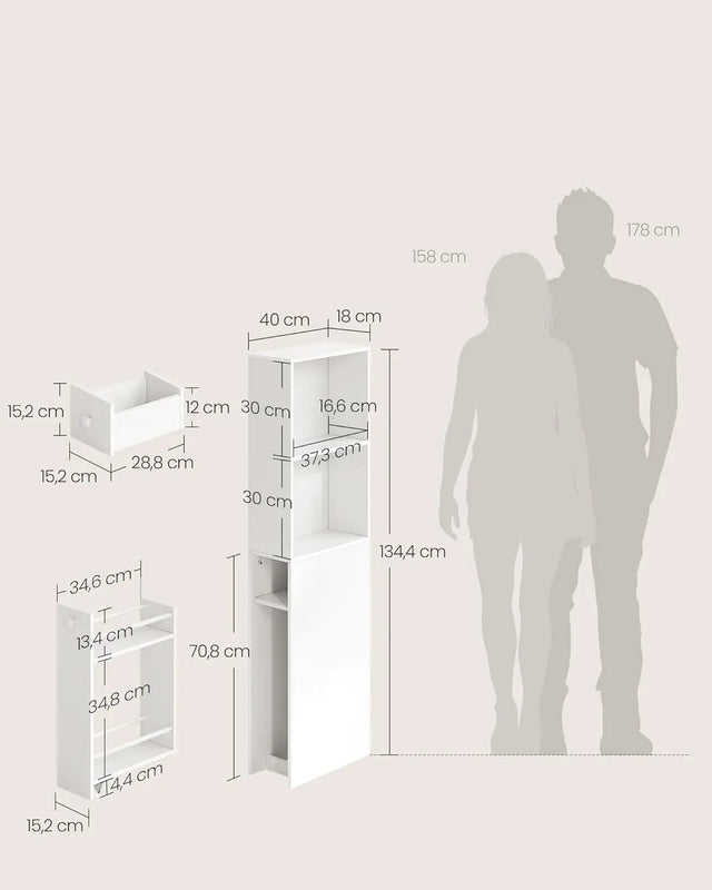Badezimmerschrank Hochschrank freistehend klassikweiss von Songmics