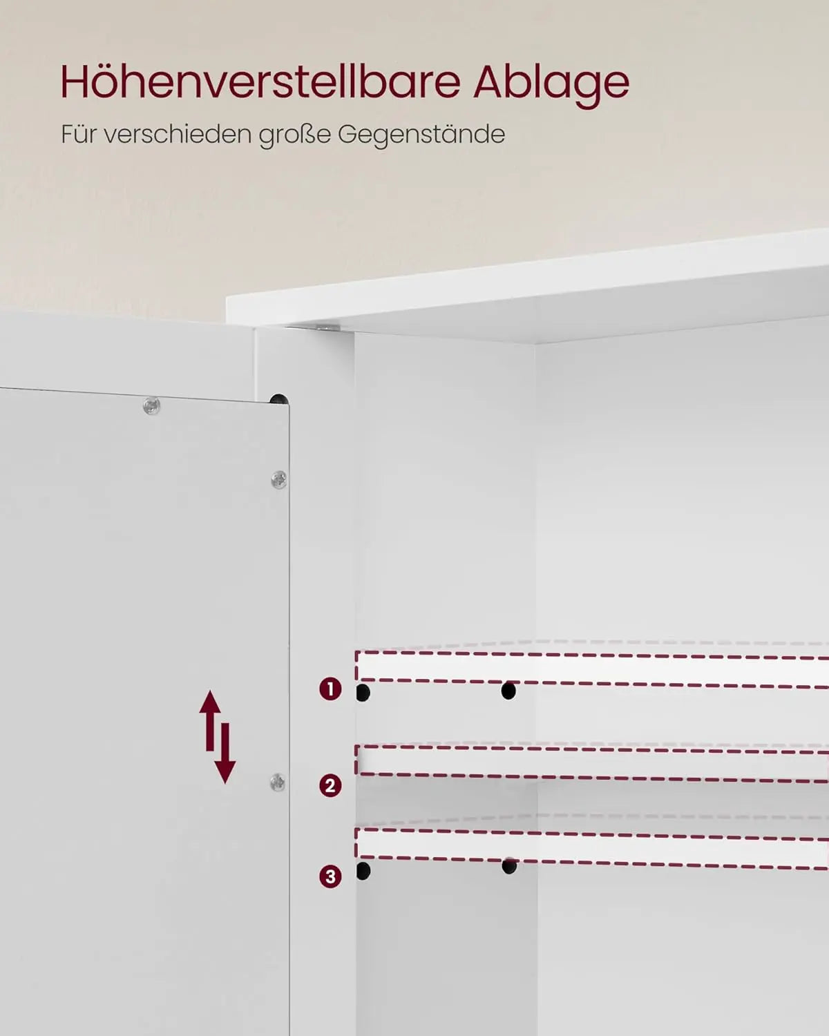 Spiegelschrank mit Spiegeltüren und Ablage Weiss von Songmics