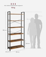 Bücherregal Industrie-Design freistehend vintagebraun-schwarz von Songmics