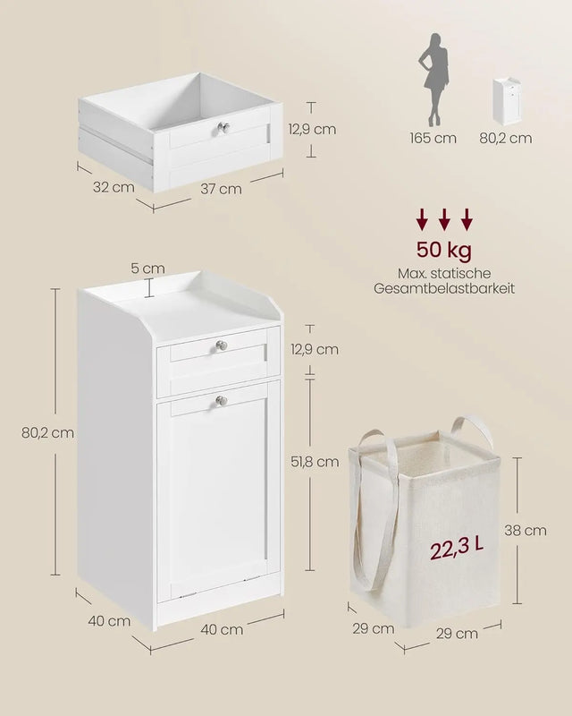 Badschrank mit Wäschekorb wolkenweiss von Songmics