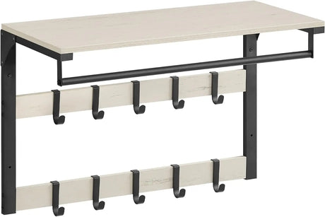 Wandgarderobe mit Ablage vintageweiss-schwarz von Songmics