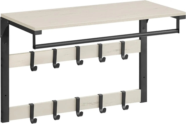 Wandgarderobe mit Ablage vintageweiss-schwarz von Songmics