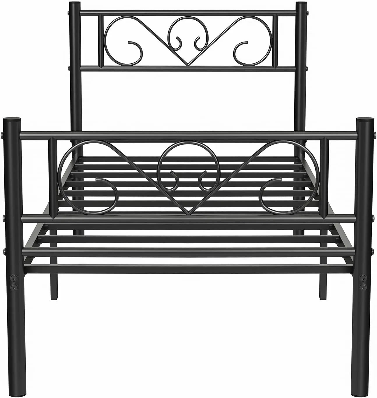 Metallbettgestell stabil für Matratze 90 x 190 cm schwarz pulverbeschichtet Metall von Songmics
