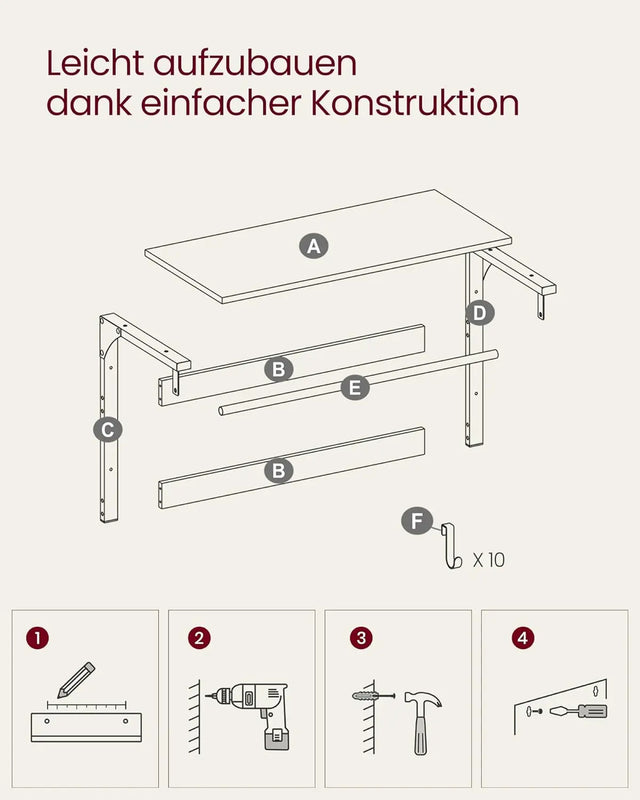 Wandgarderobe mit Ablage Eichenfarben-Weiss von Songmics