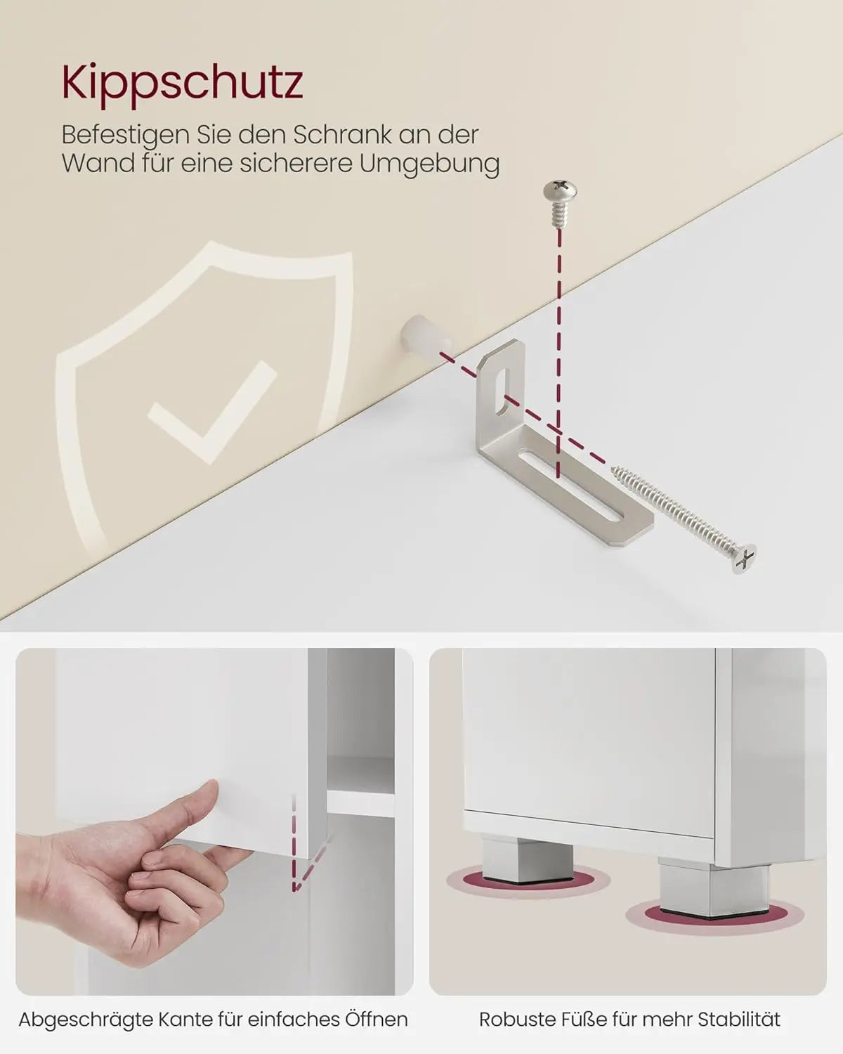 Badezimmerschrank mit Schublade verstellbar Wolkenweiss von Songmics