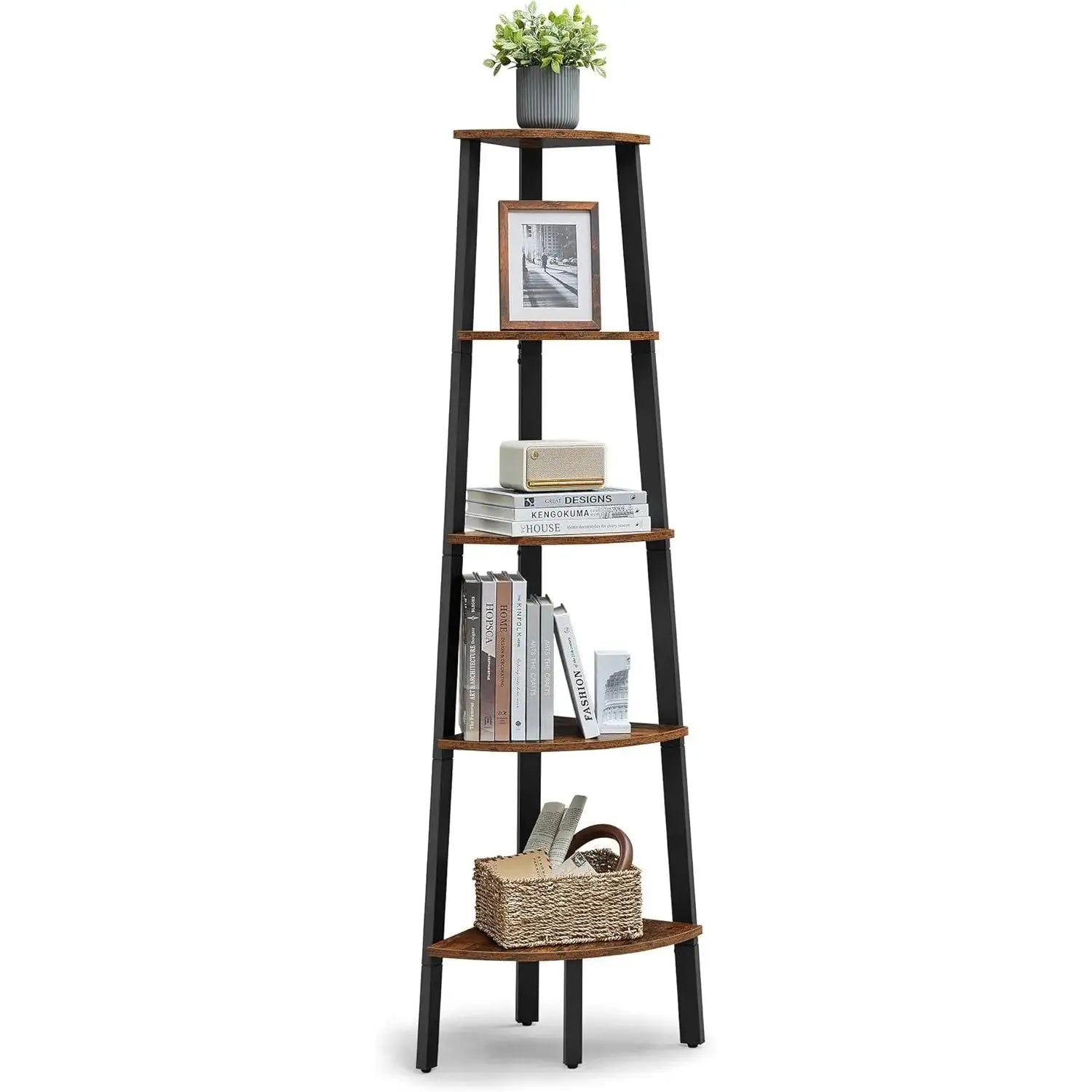 Eckregal im Industrial-Design vintagebraun-schwarz von Songmics