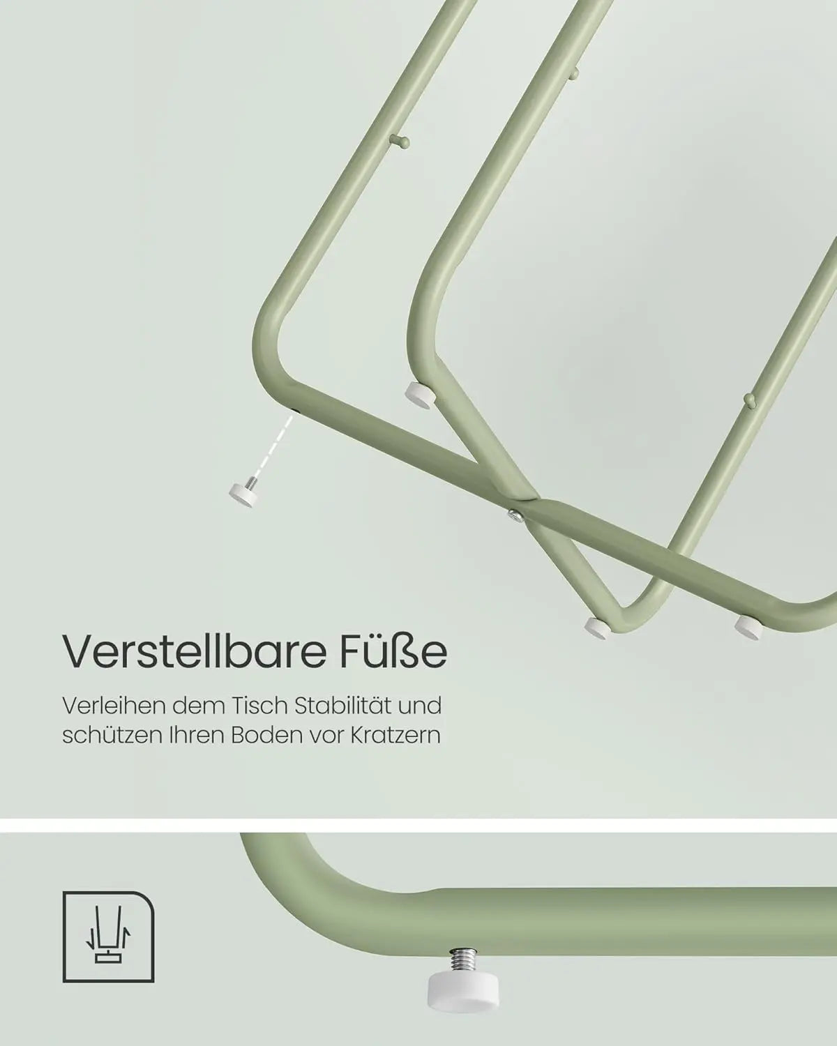 Beistelltisch mit Stauraum lorbeergrün-cremeweiss von Songmics