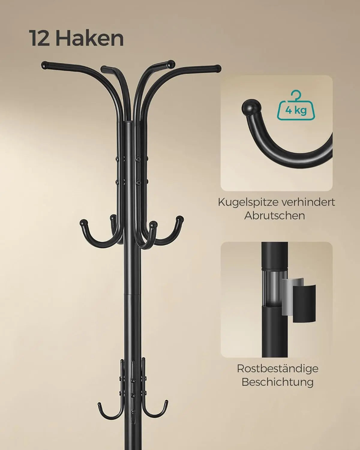 Garderobenständer mit Regenschirmhalter tintenschwarz von Songmics