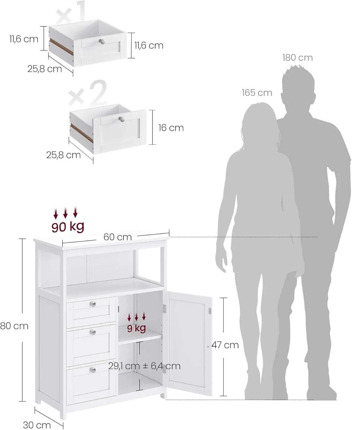 Badezimmerschrank 3 Schubladen weiss Holz von guteszeug.ch