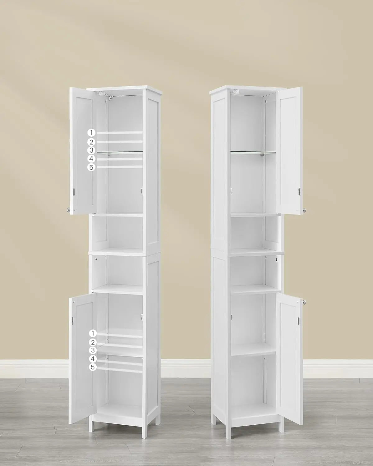 Hochschrank Bad Beleuchtung Weiss Holz von Songmics
