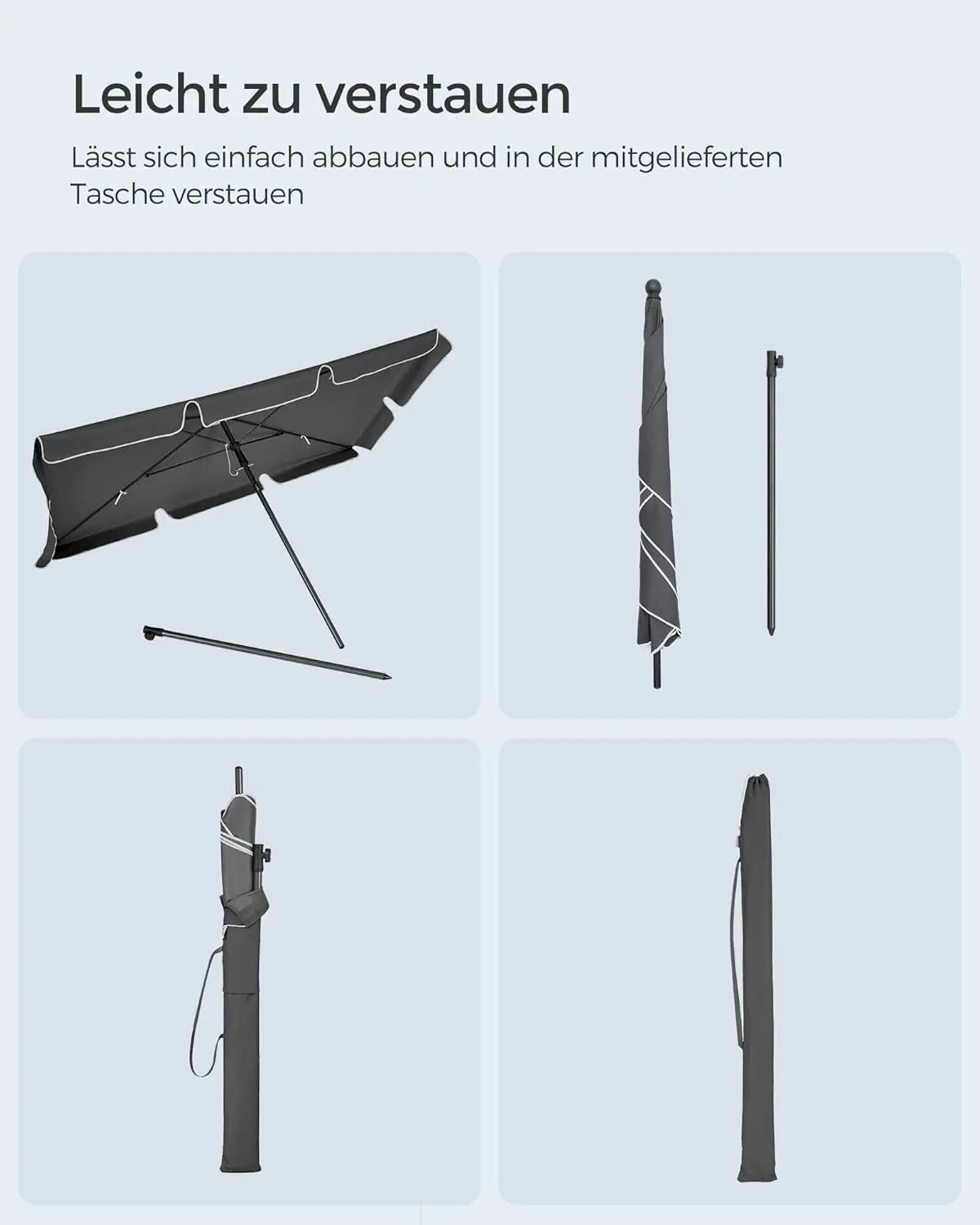 Balkonschirm knickbar UPF50+ grau 200 x 125 cm von Songmics