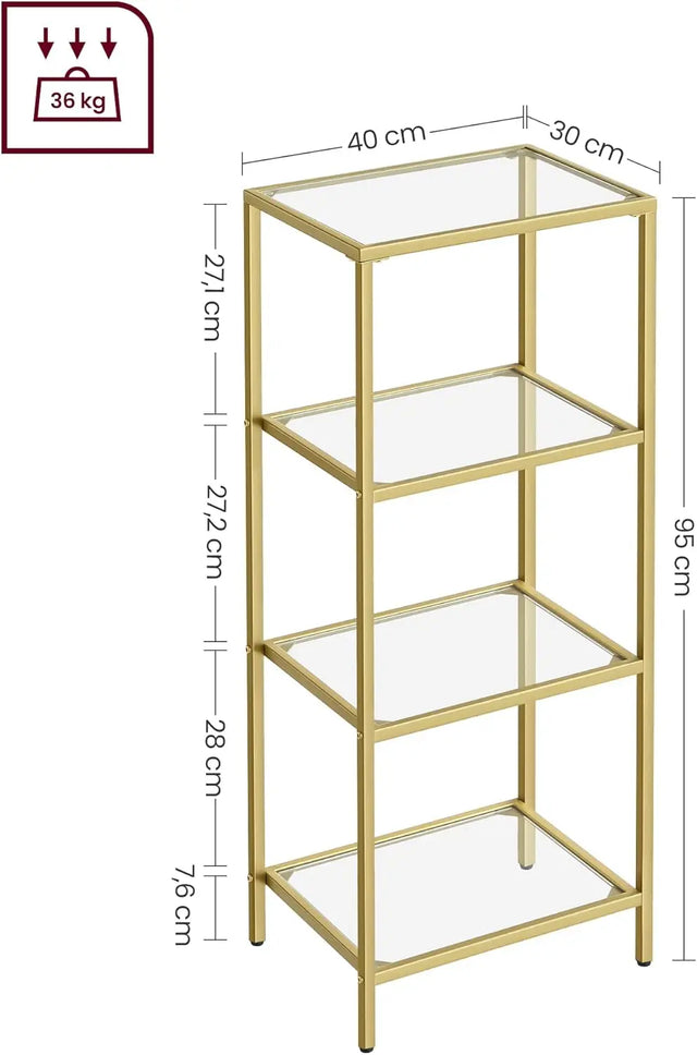 Regal mit 4 Ablagen Goldfarben von Songmics