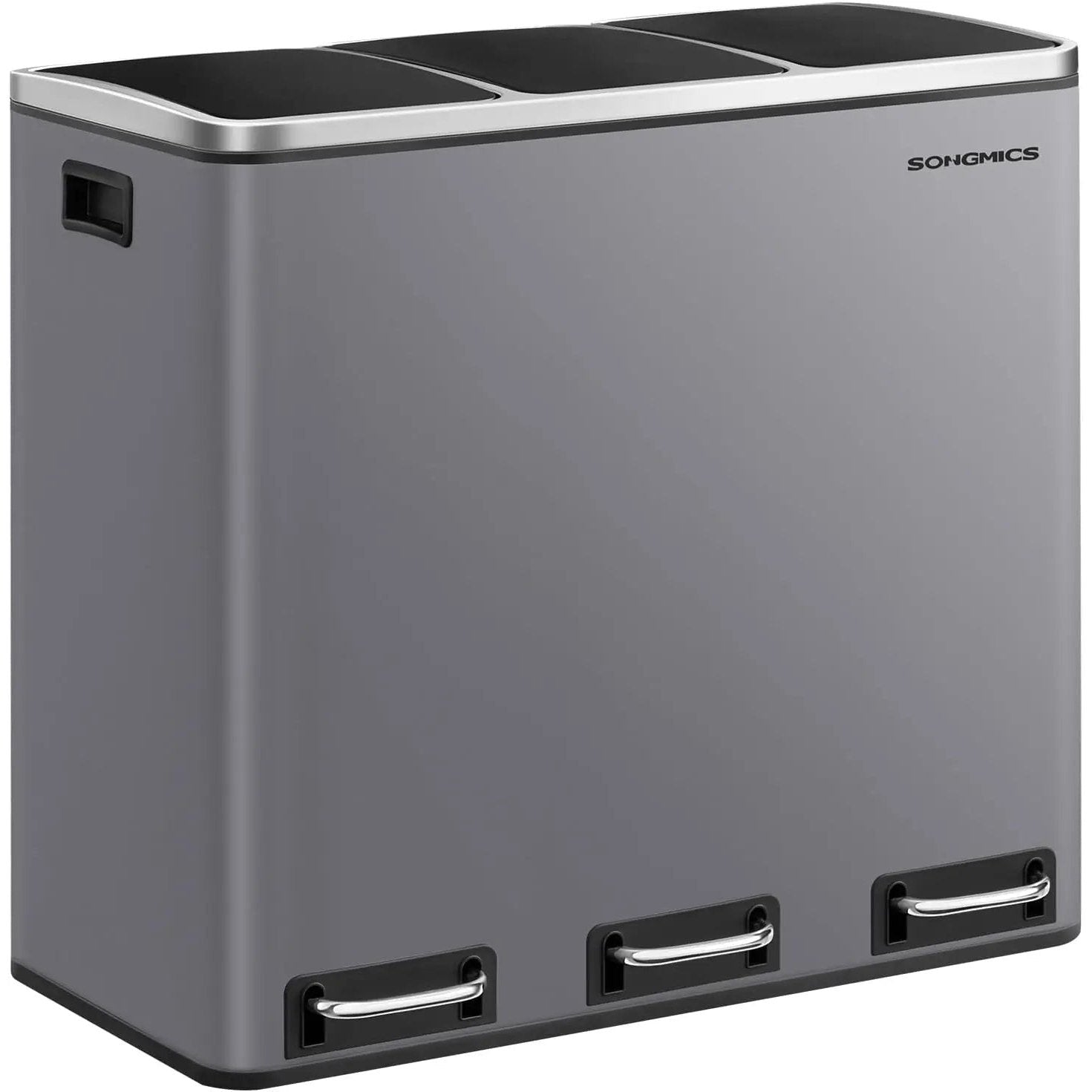 Treteimer 3-Fach 54L mattgrau Metall von Songmics