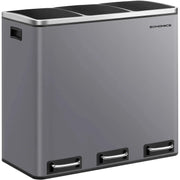 Treteimer 3-Fach 54L mattgrau Metall von Songmics