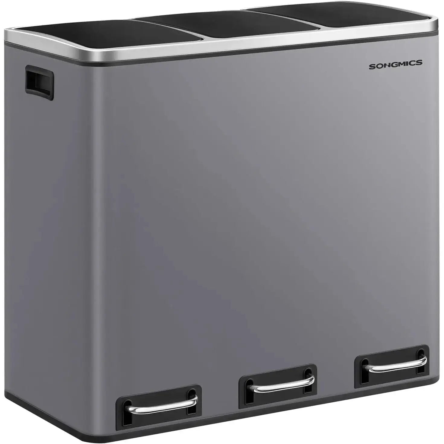 Treteimer 3-Fach 54L mattgrau Metall von Songmics