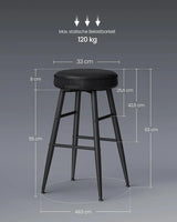 Barhocker 2er Set Kunstleder tintenschwarz von Songmics