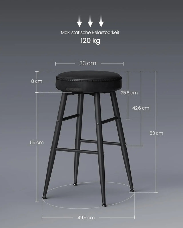Barhocker 2er Set Kunstleder tintenschwarz von Songmics