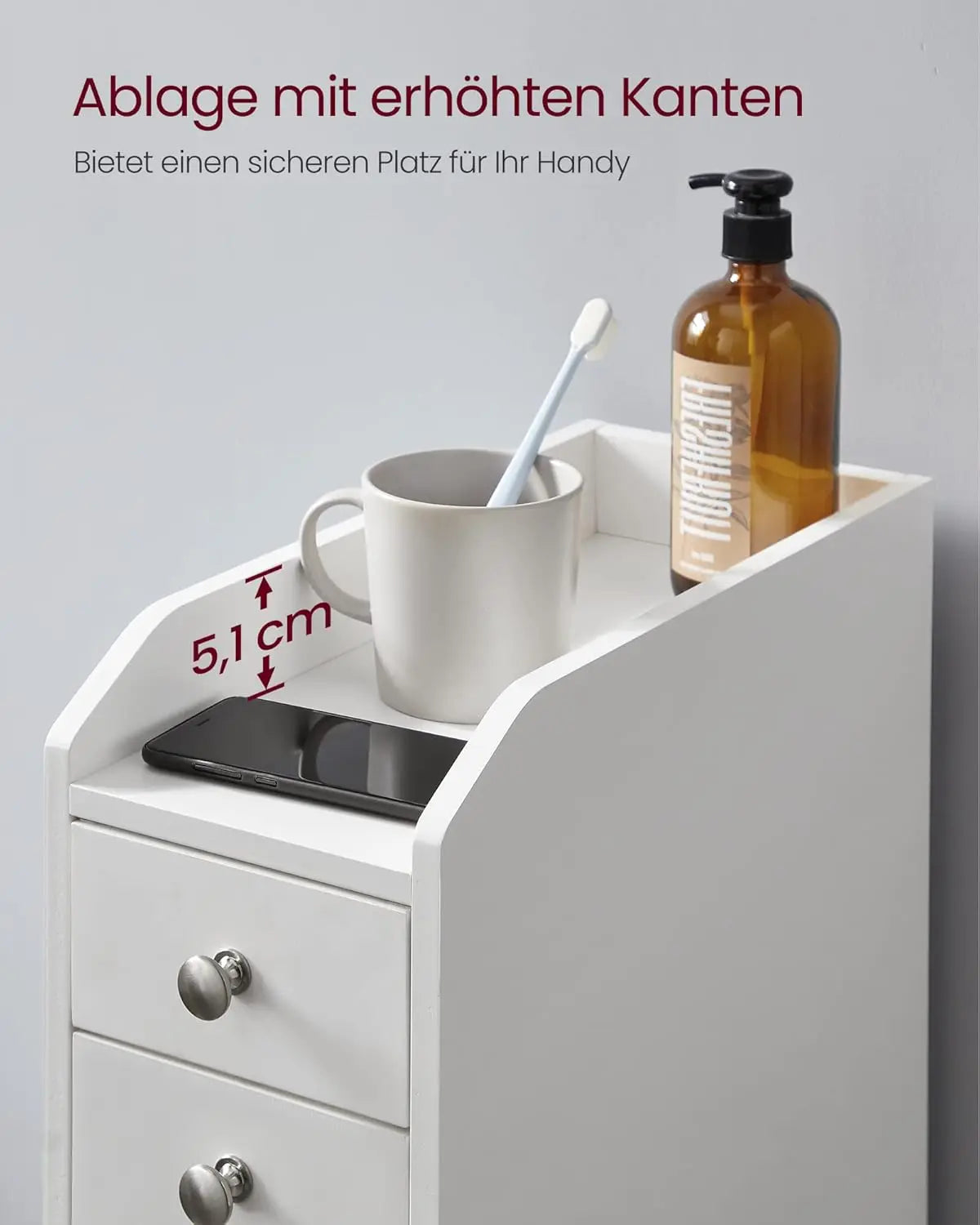 Badezimmerschrank schmal mit Schubladen weiss von Songmics