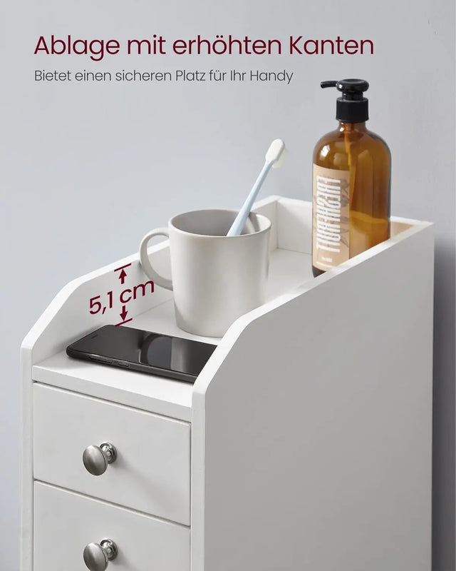 Badezimmerschrank schmal mit Schubladen weiss von Songmics