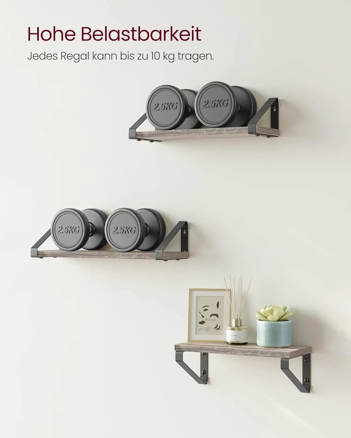 Wandregal-Set 3-teilig Greige Holz von guteszeug.ch