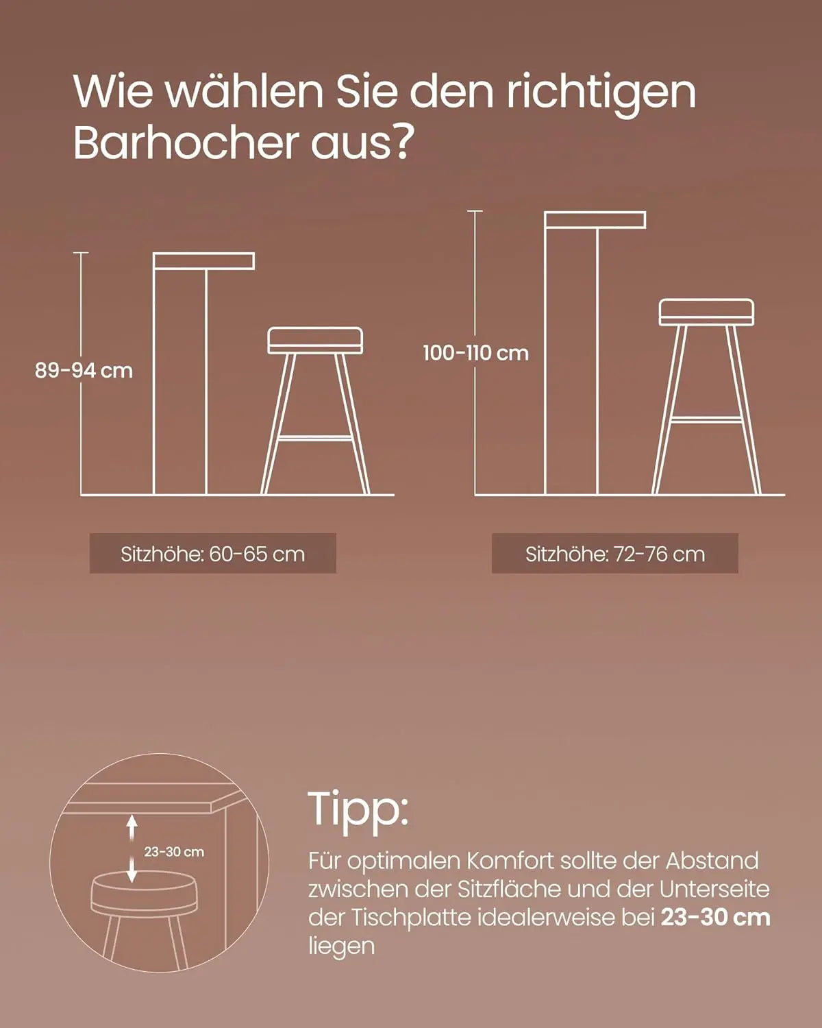 Barhocker 2er-Set Metallgestell Eichenbeige-Weiss von Songmics