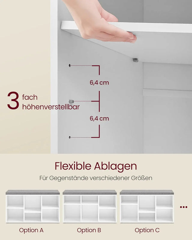 Schuhbank mit Aufbewahrung, wolkenweiss-Taubengrau von Songmics