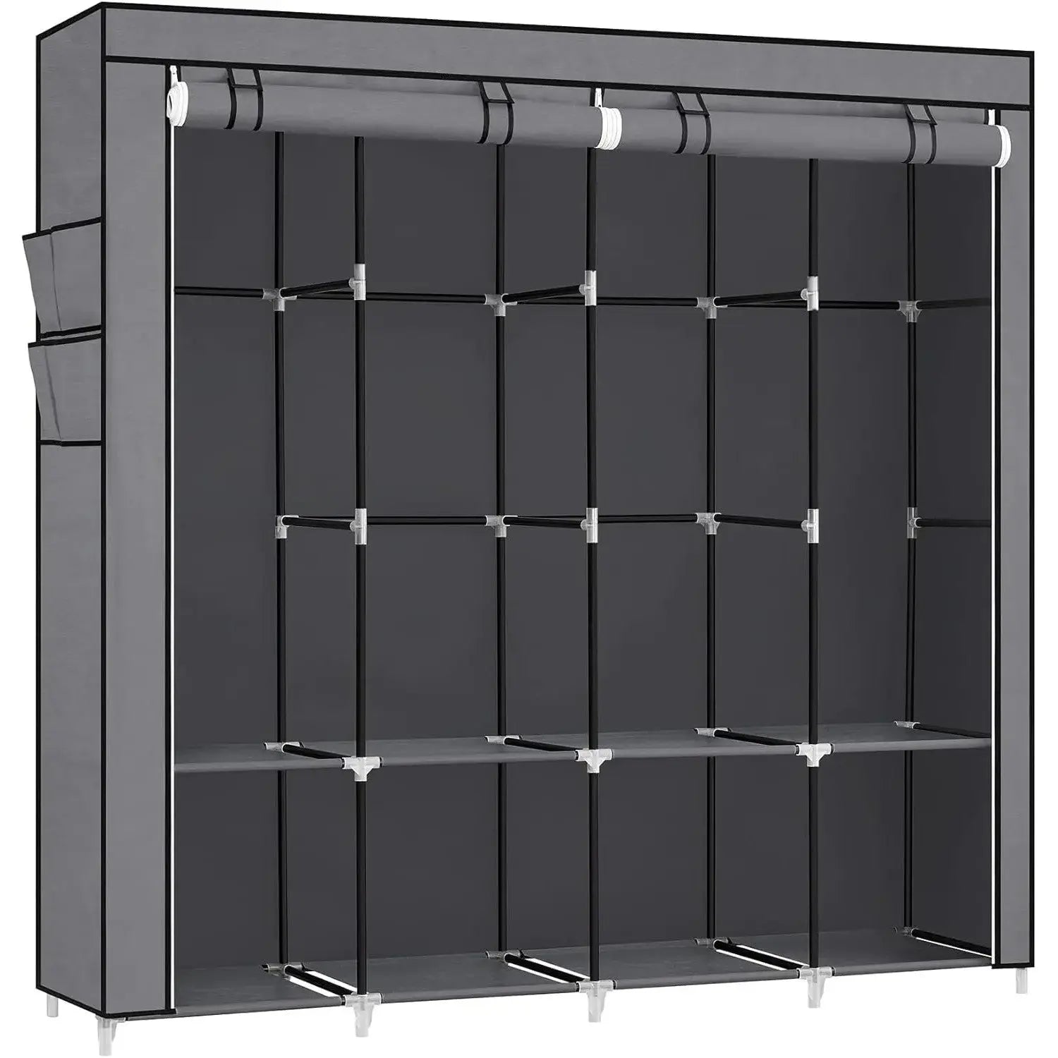 Stoffschrank 170cm grau 4 Hängefächer von Songmics