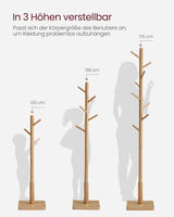 Garderobenständer Massivholz Baumform Naturbeige von Songmics