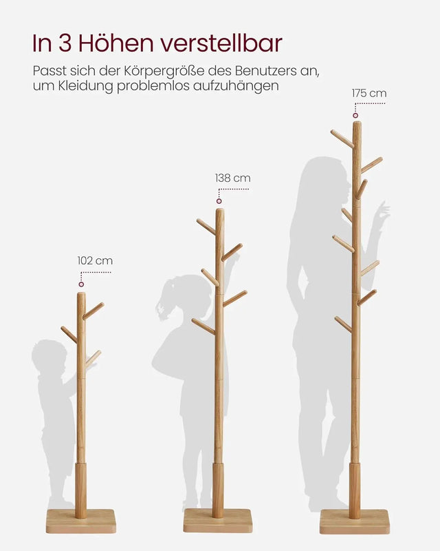 Garderobenständer Massivholz Baumform Naturbeige von Songmics