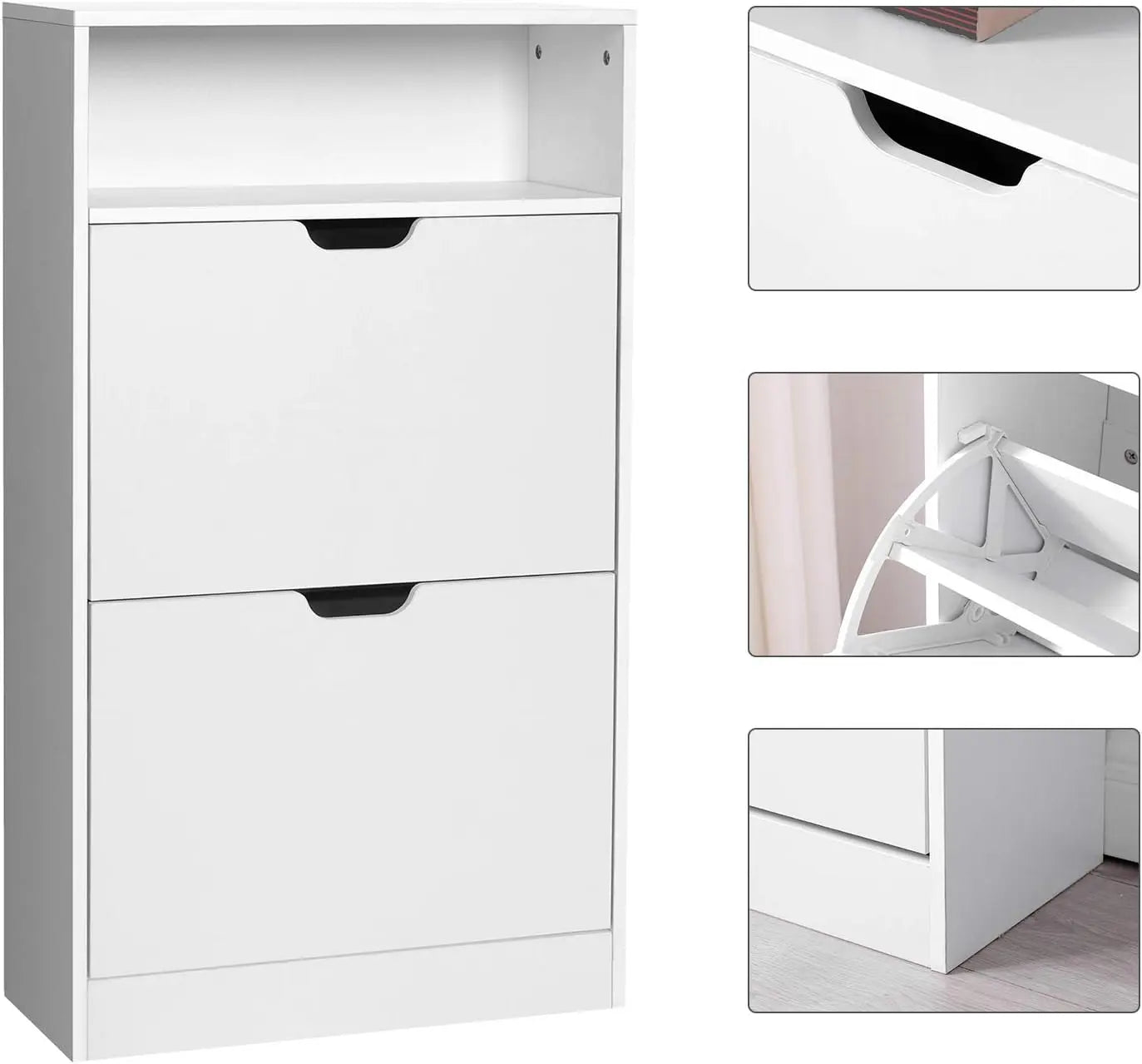 Schuhschrank 2 Klappen wolkenweiss verstellbar von Songmics