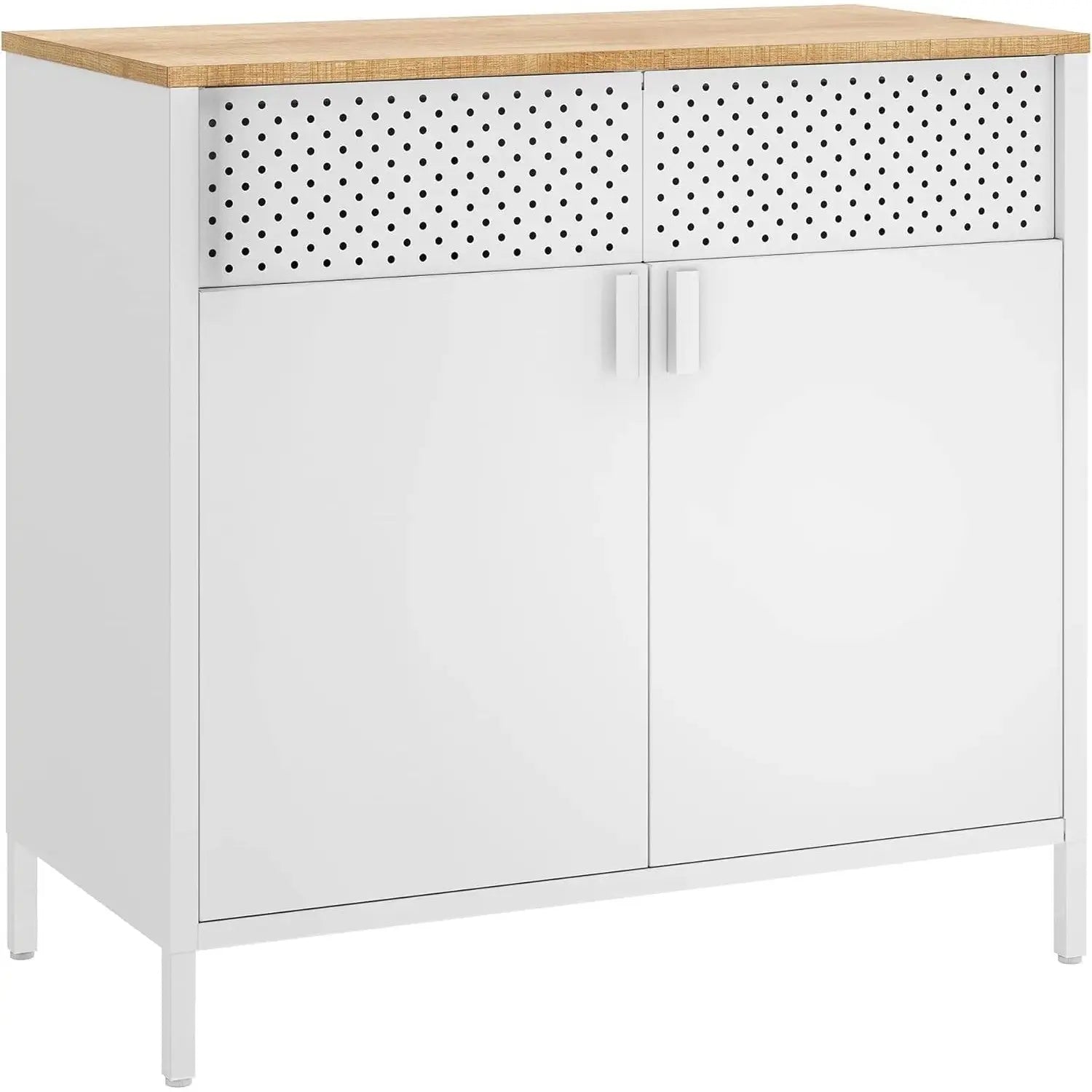 Metallschrank mit Magnetverschluss naturbeige-weiss von Songmics