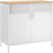 Metallschrank mit Magnetverschluss naturbeige-weiss von Songmics
