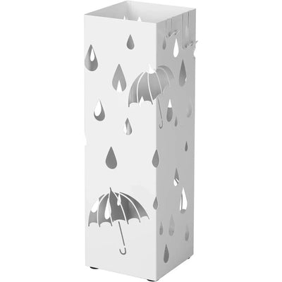Regenschirmständer Metall quadratisch mit Haken Muster Regenschirme weiss