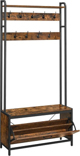 Garderobenständer mit Schuhschrank Vintagebraun-Schwarz von Songmics