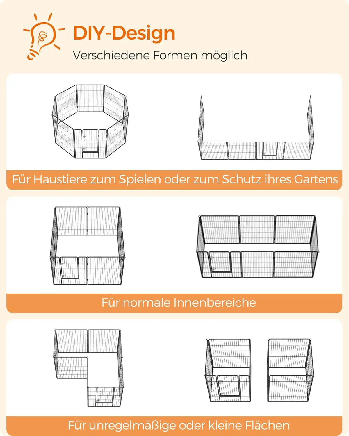 Freilaufgehege DIY transportabel schwarz Metall von Songmics
