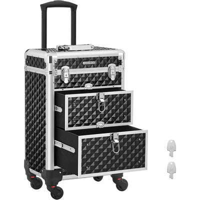 Kosmetikkoffer Trolley mit Schubladen Schwarz
