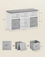 Schuhbank mit Aufbewahrung, wolkenweiss-Taubengrau von Songmics