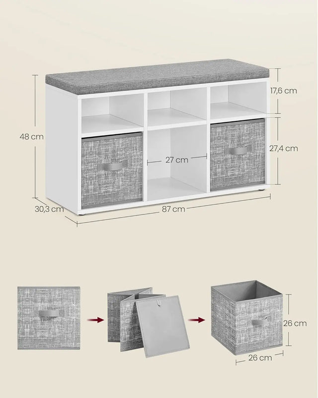 Schuhbank mit Aufbewahrung, wolkenweiss-Taubengrau von Songmics