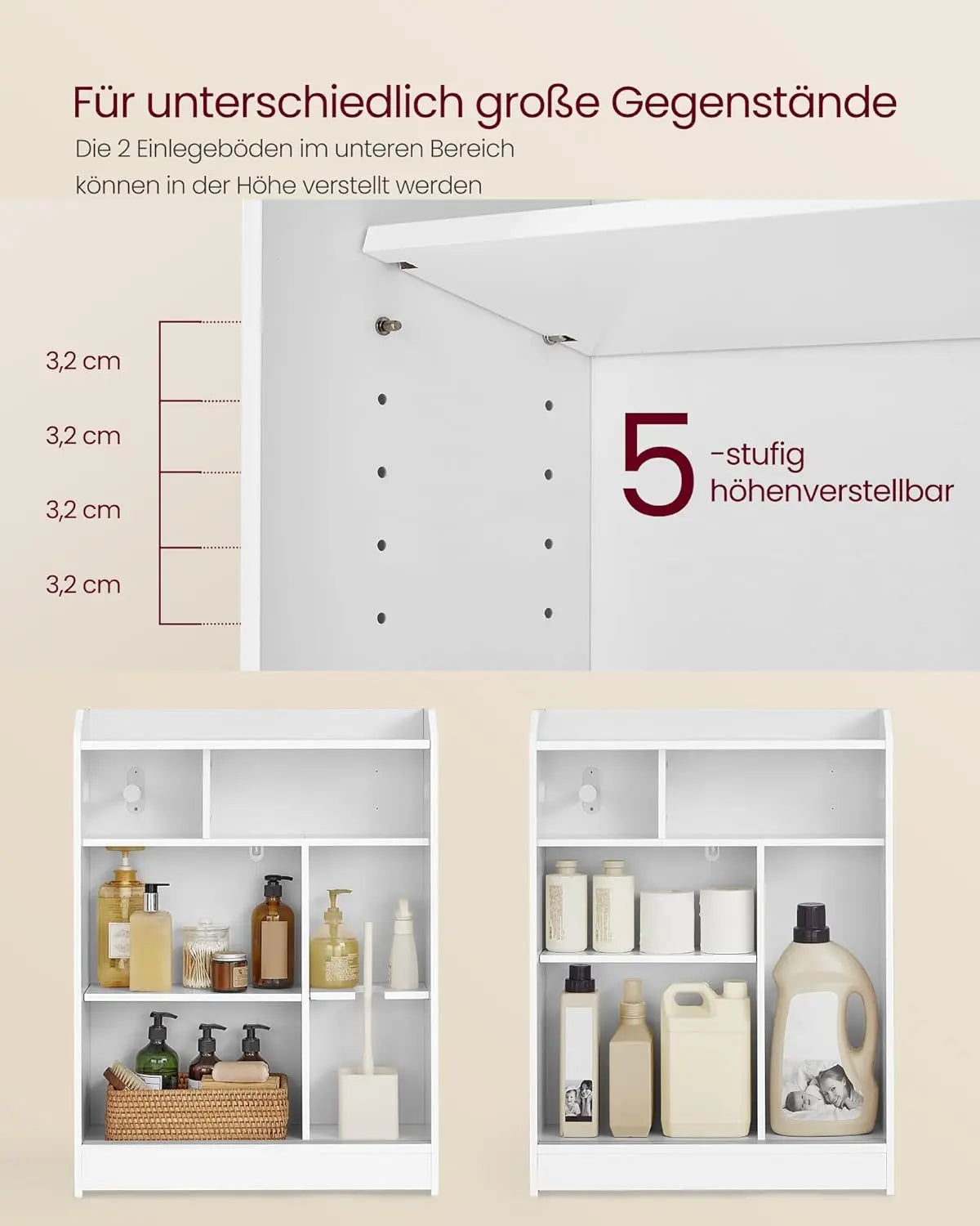 Badezimmerschrank mit Schiebetüren wolkenweiss von Songmics