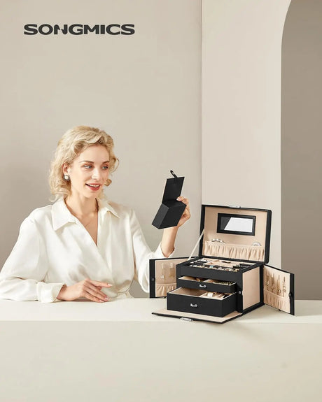 Schmuckkasten abschliessbar mit Spiegel schwarz von guteszeug.ch