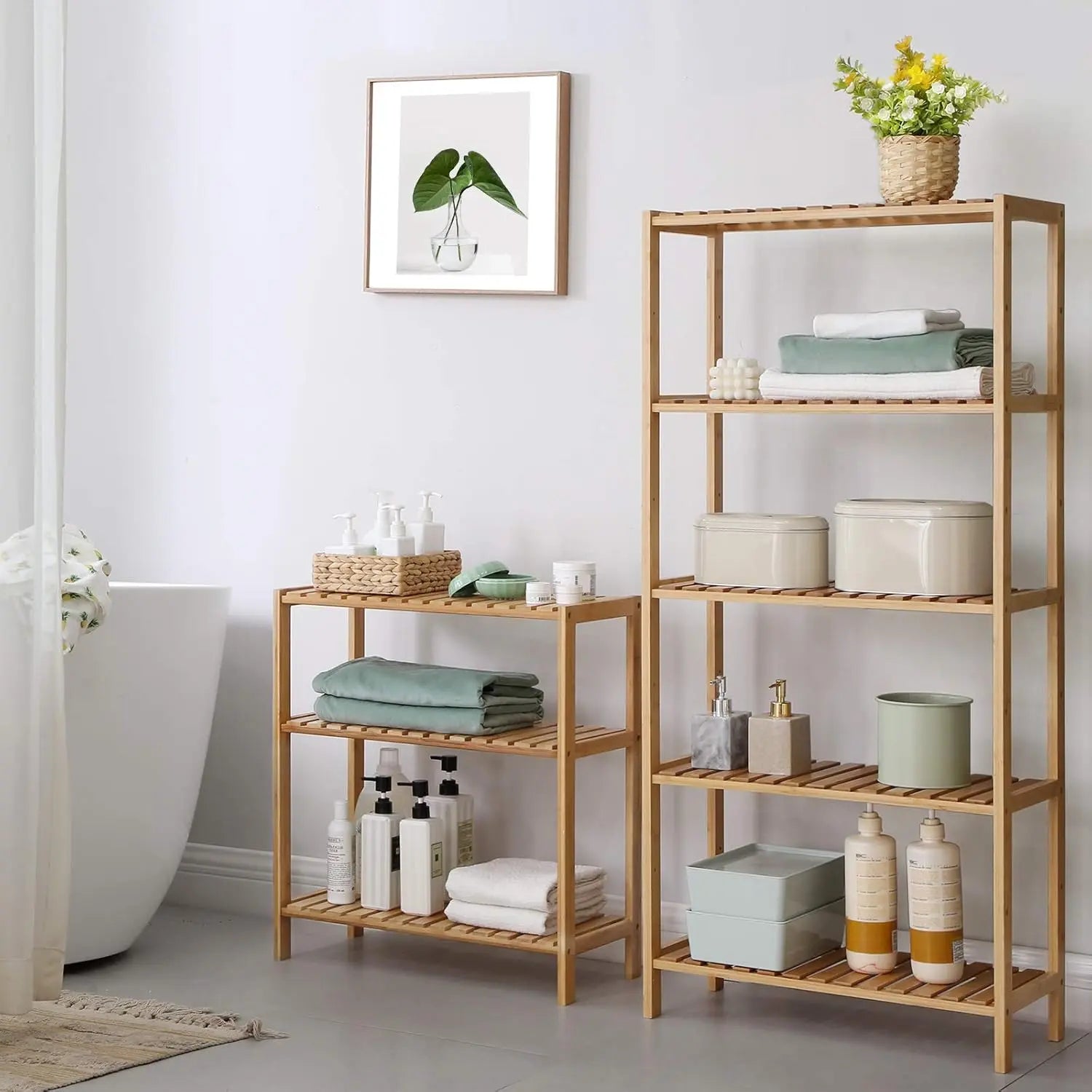 Badezimmerregal Bambus 3 Ebenen Naturbeige von Songmics